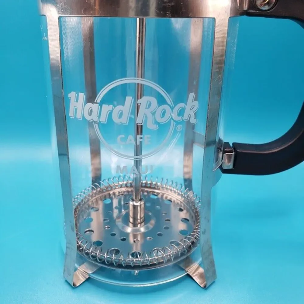 Hard Rock Cafe Maui Glass French Press Coffee Maker Carafe Souvenir